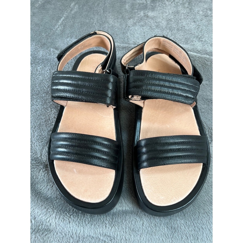 Madewell Emmalee Platform Sandal Womens 8.5 Black Double Strap Quilted